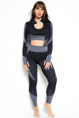 New Women Black Tone Seamless Activewear Piece More