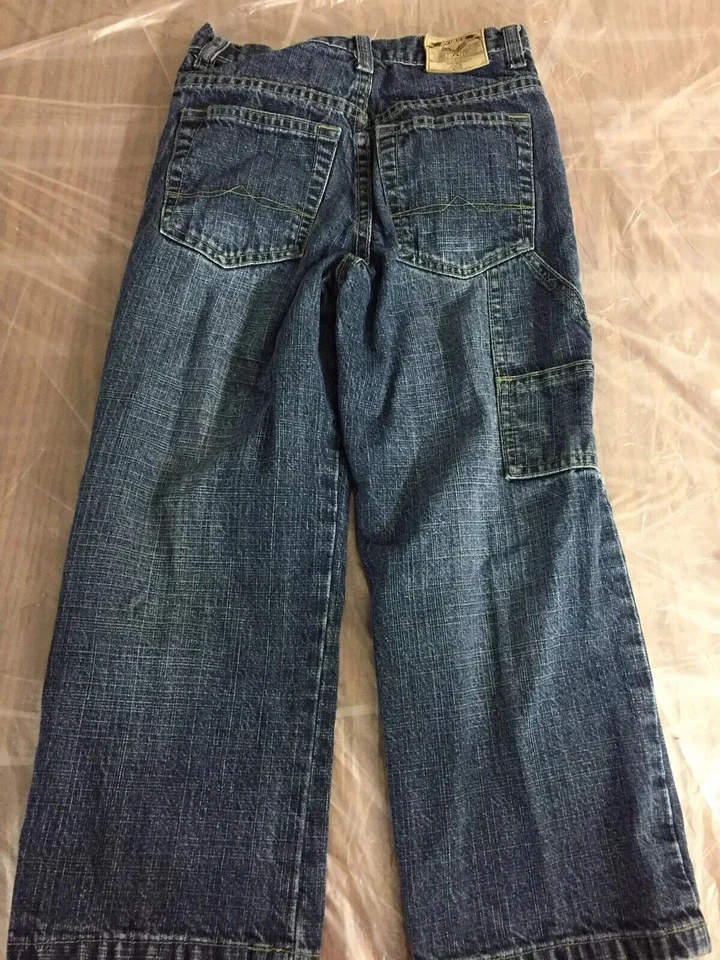 Pantalones de mezclilla vintage Y2K Avirex para niños 5 azules carpintero logotipo utilitario ropa de calle Foto 2 de 4