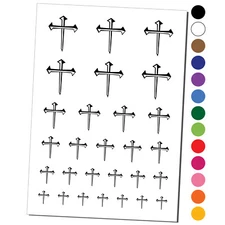 Three 3 Nails Cross Christian Stylized Temporary Tattoo Water Resistant Set