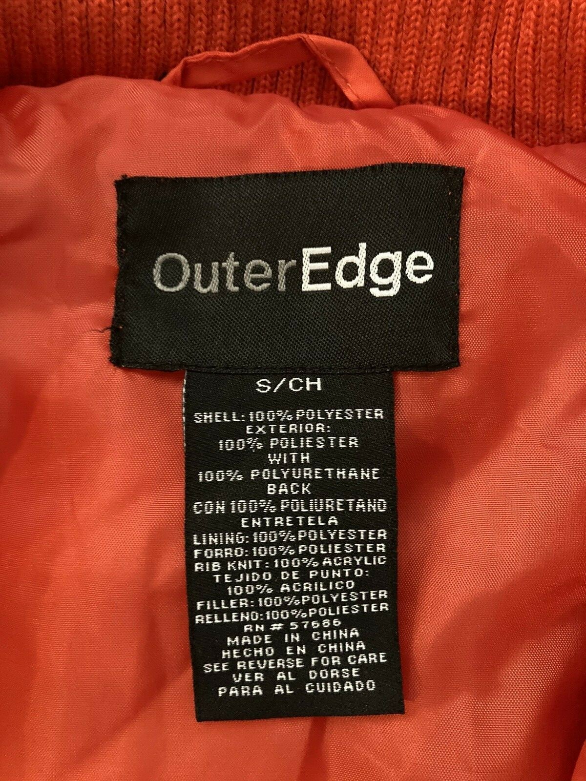 Outer Edge Orange Zip and Button Front Puffer Ves… - image 5