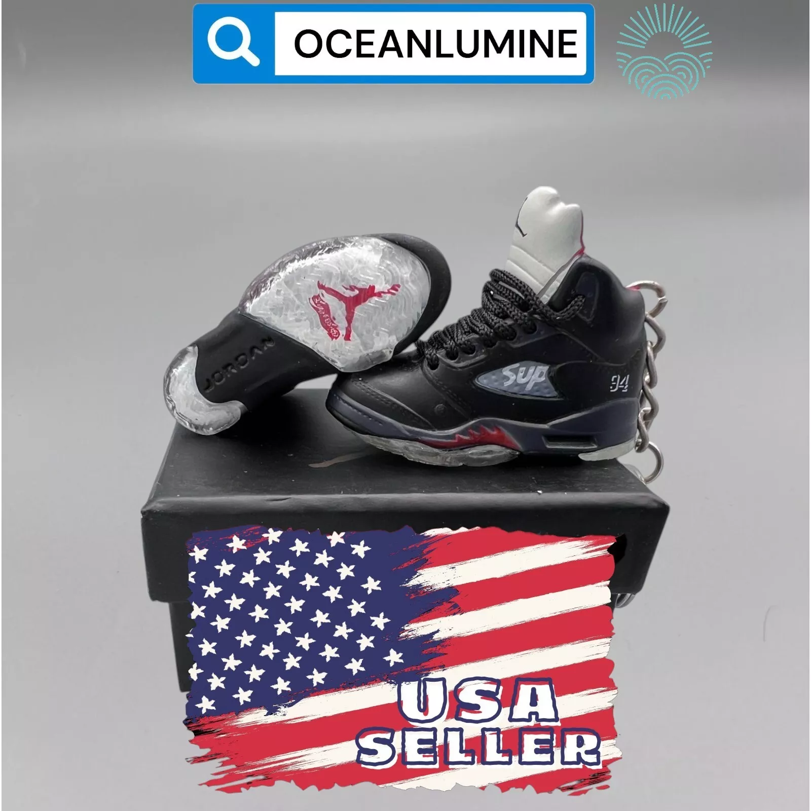 Porte clés Jordan 3D Mini Sneaker de la meilleure qualité, boîte à chaussures, boîte d'affichage option