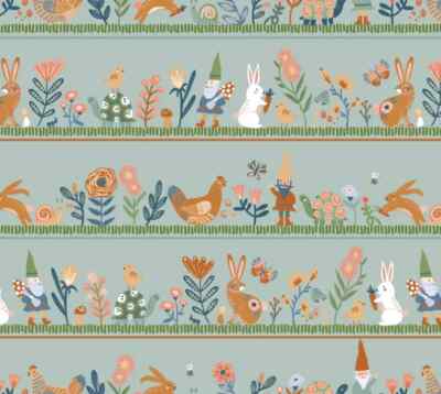 Hide and Seek Honey I'm Gnome Green 23407 Fabric Poppie Cotton Half Yd Cont Cuts