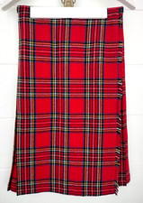 Vtg 60's Pleated Tartan Plaid Skirt Red Scottish Kilt Style Size 12 Adjustable
