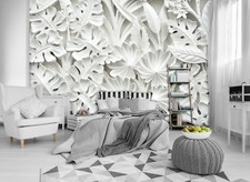 Alabaster flowers white wallpaper wall mural for bedroom 144x100 inch RETURN