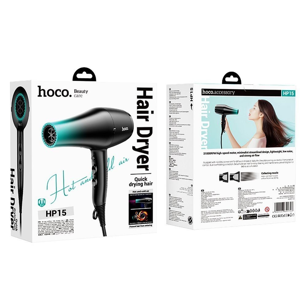 Sèche-cheveux HOCO HP15 pour éliminer les frisottis avec l'air froid 1600W