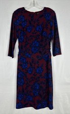 Lauren Ralph Lauren MIDI Dress Womens Size 8 Floral 3/4 Sleeve Stretch 