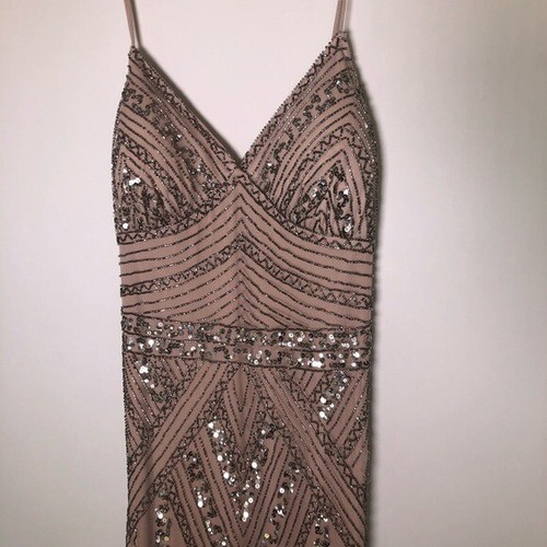 MARINA Blueh PINK Beautiful Beaded Flowy Gown Sweet Spaghetti Gorgeous 8 🤩 MC3 - Picture 9 of 16