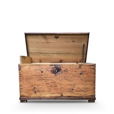 Provinziell Truhe Weichholz antik Landhausstil Bauerntruhe überarbeitet 19. Jhdt