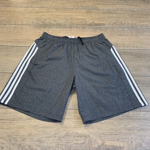 Adidas Mens Athletic Shorts Size Large Gray/White 9” 100% Poly 100% Flawless B6 - Picture 4 of 24