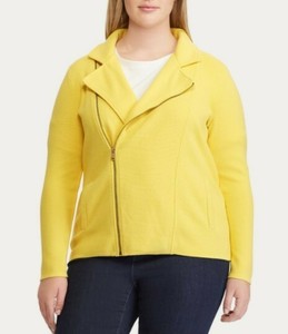 yellow plus size moto jacket
