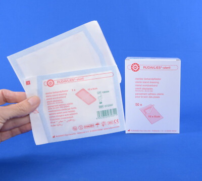 100 Stück Noba Rudavlies Wundpflaster Steril - Größe 10x8 Cm, Hypoallergen & Selbstklebend