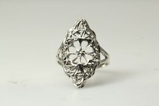 Lacy Floral Filigree Sterling Silver 925 Size 6.5 Ring 2.5 Grams RIN5030 