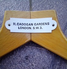 11, Cadogan Gardens London S.W.3. Wooden Coat Clothes Hanger Vintage