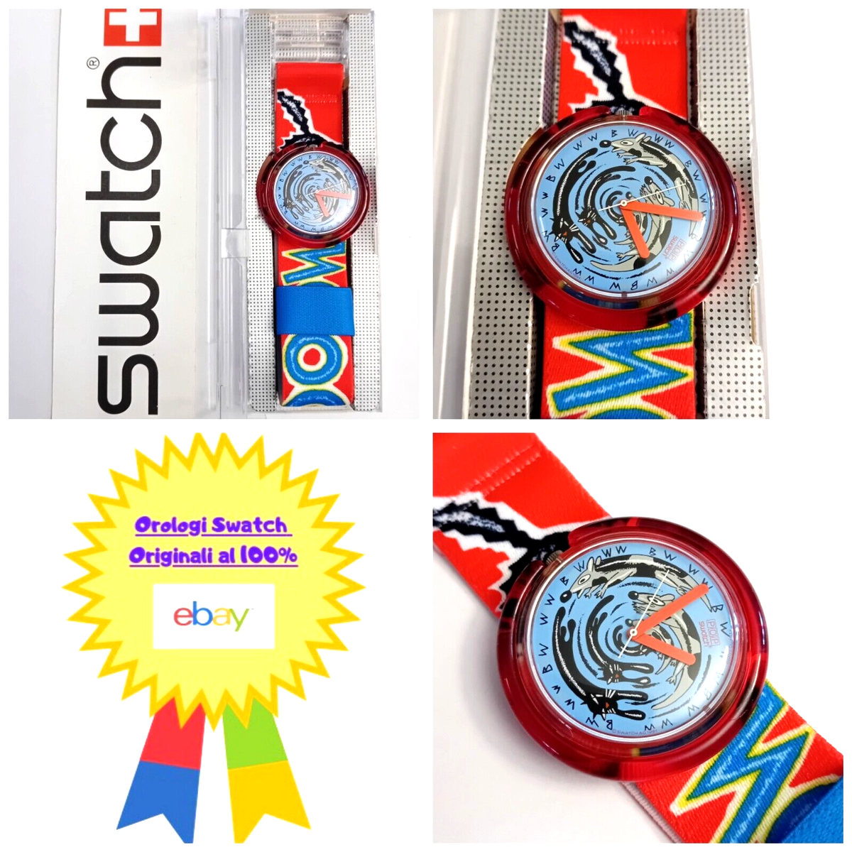 Swatch Pop Nuovo Meeooow PWK156 1992 Vintage Orologio da polso