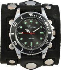 CuffWatches - Women's Leather Cuff Watch With Studs