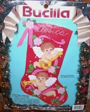 Bucilla "CHRISTMAS CHERUBS" Felt Angel Stocking Kit RARE Sterilized OOP 82903