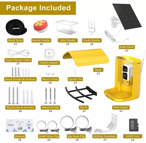 Birdsnap AI Smart Bird Feeder w/Camera & 64G SD Card Yellow + Hummingbirds NEW!! - Picture 6 of 11