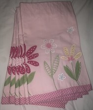 2 Pottery Barn Kids Valance Girls Pink Daisy Garden Applique Rod Pocket
