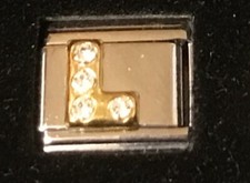 Rhinestone Letter L Italian Charm Enamel Link 9MM K47