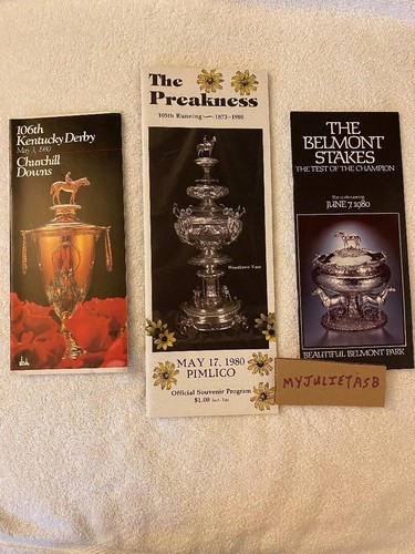 MINT 1980 TRIPLE CROWN PROGRAM SET GENUINE RISK KENTUCKY DERBY PREAKNESS BELMONT