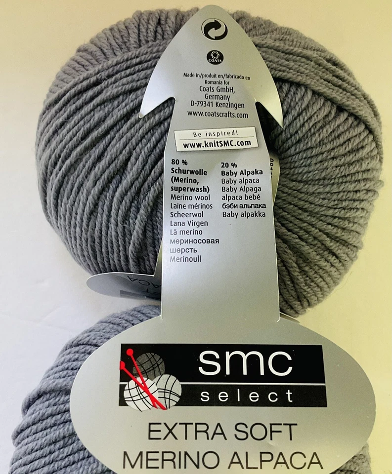 SMC Select Merino/Alpaka Garn 2 Stück Grau 4935 Luxus DK Neu Vintage - Bild 2 von 4