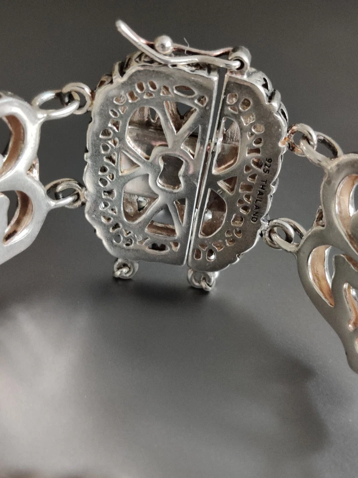 Retired Silpada Story Book Bracelet 925 Sterling Silver Filigree Safety Clasp - Image 4 of 4