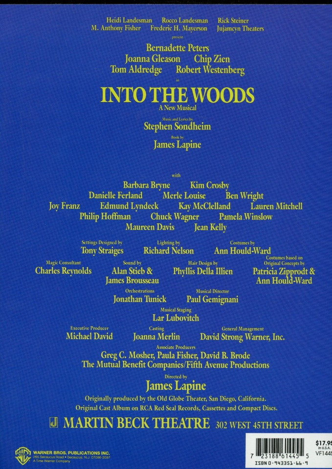 Into the Woods Musical Vocal Selections Sheet Music Lyrics Song Book PB | eBay