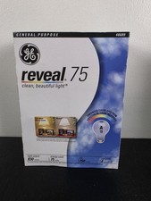 GE Reveal 75 Watt Light Bulbs Pack of 4 Bulbs New In Box