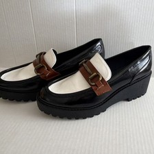SM New York Leather Colorblock Slip-On Round Toe Buckle Lug Loafers 9 EUC