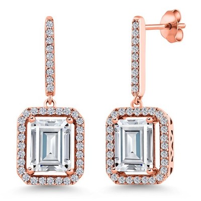 18K Rose Gold Plated Silver Earrings Set with Moissanite (6.00 Cttw)