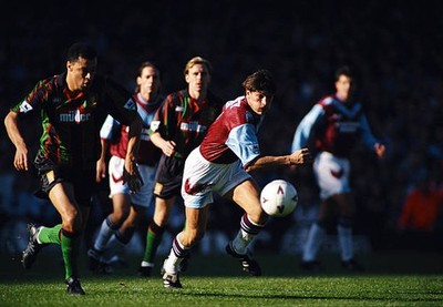 West Ham United Striker Trevor Morley In Action Watched By Villa D- Old Photo