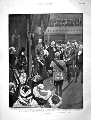Original alter antiker Druck 1901 Eröffnungsszene Glasgow Ausstellung Herzogin Fife