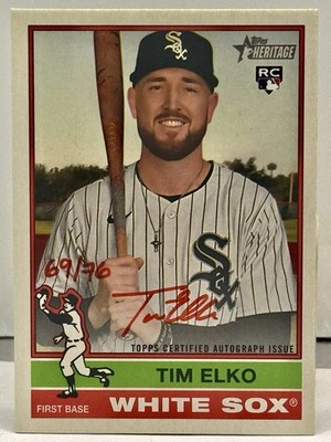 2025 Topps Heritage Real One Autographs Red Ink #ROA-ELK Tim Elko /76 (AU, RC)