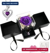 Sereney Preserved Rose Mothers Day Gifts for Her, Purple Flowers Eternal Rose Ne