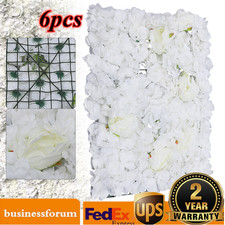 6pcs White Artificial Rose Hydrangea Flower Wall Panels Wedding Party Decor