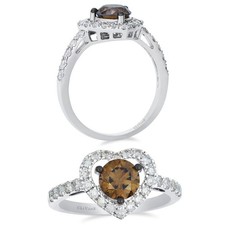 Le Vian 14K White Gold Heart Promise Ring 1.50 cts Chocolate Diamond - Size 7