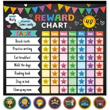 Reward Chart for Kids,Magnetic Behavior Chore Chart for Kids at Home,26 Black...
