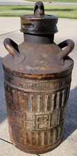 VINTAGE 1920 - 1930's SHELL ELLISCO GALVANIZED 10 GALLON OIL CAN