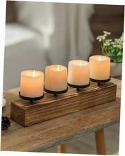  Farmhouse Candle Holder for Centerpiece - Rustic Pine Wood Candle Holders for 