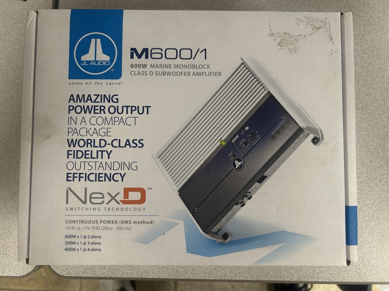 JL Audio M600/1 Marine Mono Amplifier 600w RMS 1-Ch Class-D Boat Subwoofer Amp
