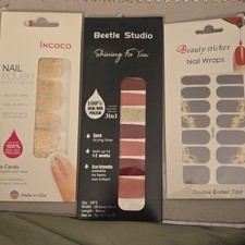 Incoco, Beetle Studio Nail Polish Applique Wraps Gold Glitter Floral