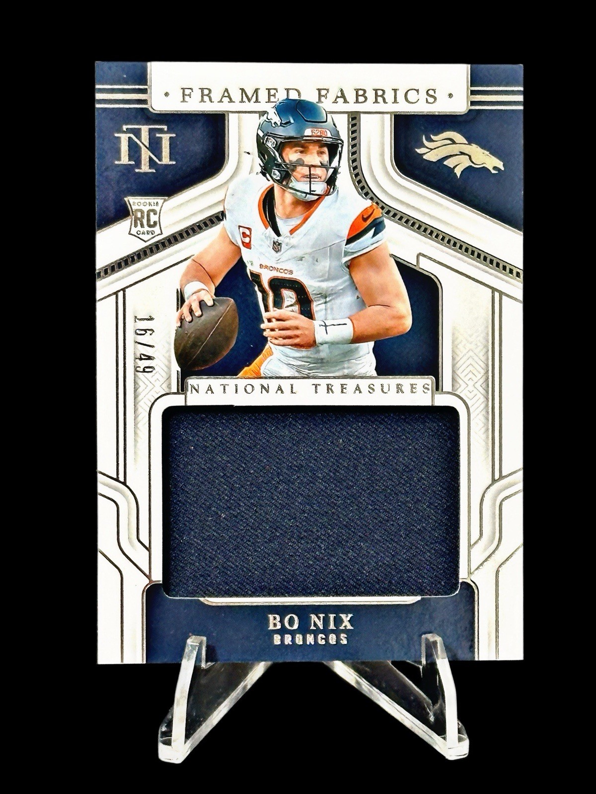 2024 Bo Nix National Treasures Framed Fabrics Rookie Patch /49 FF-BNX