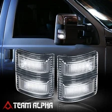 Fit 2007-2016 Ford Super Duty[WHITE LED]Black/Clear Side Tow Mirror Signal Light