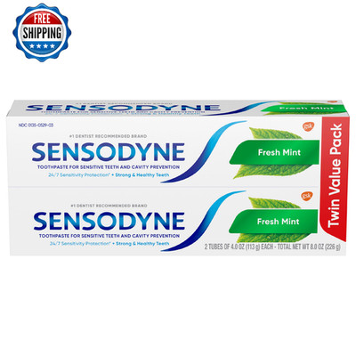 Sensodyne Fresh Mint Sensitive Toothpaste ADA Accepted Cavity Prevention 2-Pack