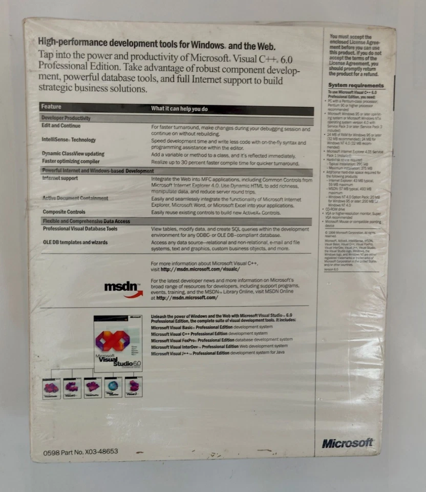 Microsoft Visual C++ 6.0 Professional Edition Upgrade Sealed Lightlighty Crushed - Bild 2 von 4