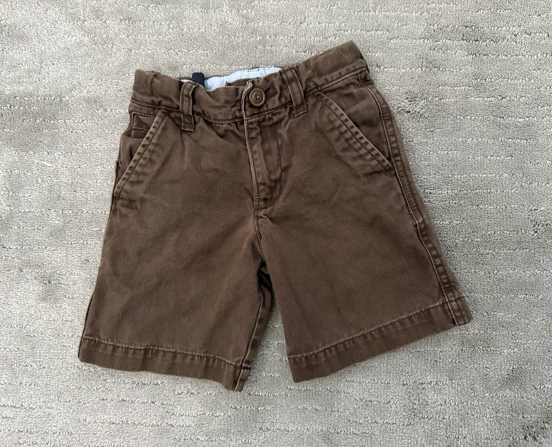 Baby Gap Toddler Boys Brown Khaki Shorts 100% Cotton Adjustable Waist 3T