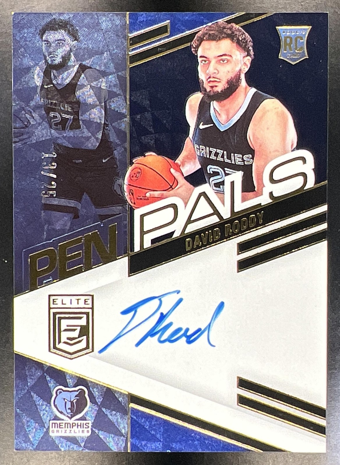 2022 Panini Donruss Elite David Roddy #PP-DVR Pen Pals Blue /25 RC Auto