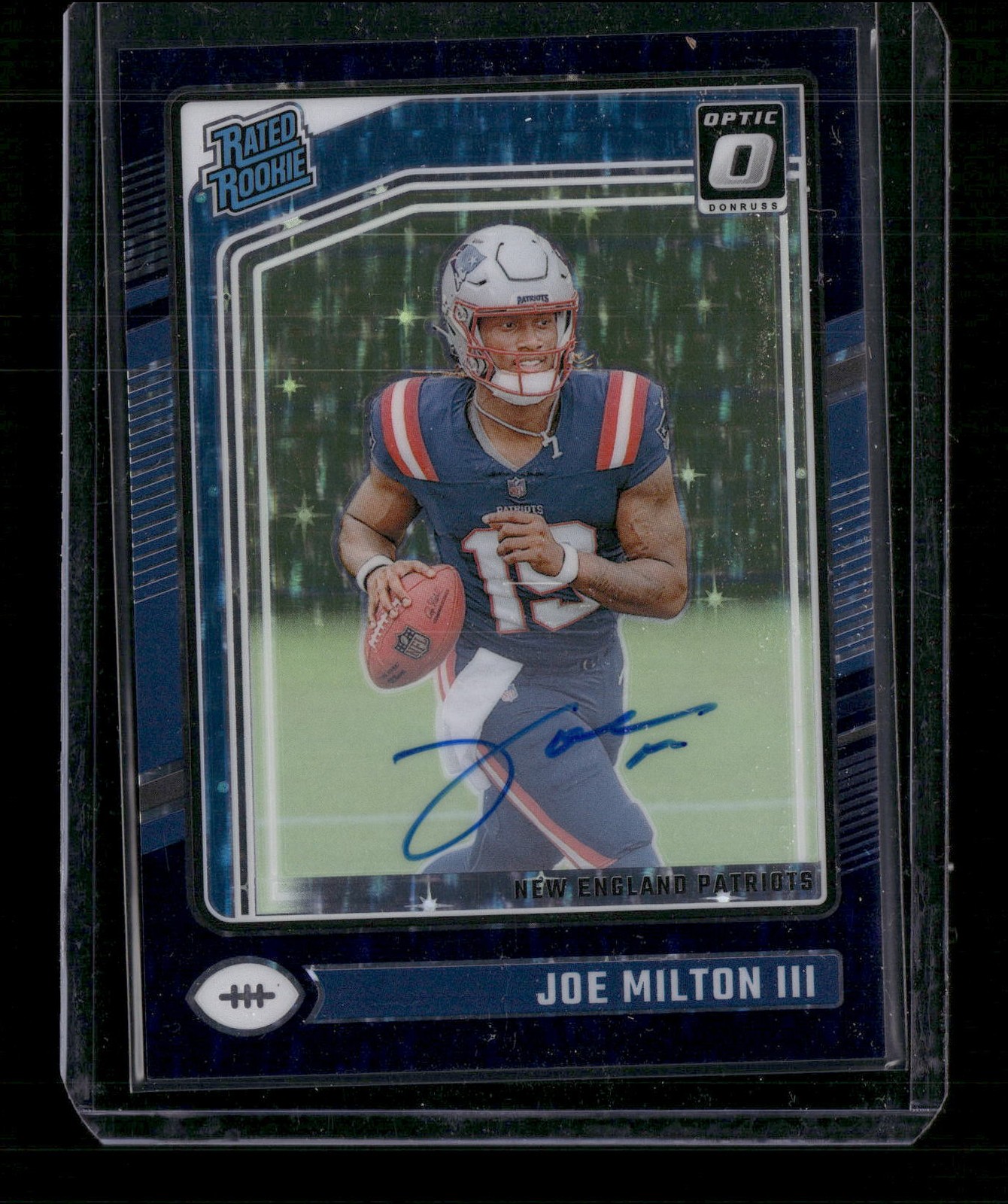 2024 Donruss Optic #255 Joe Milton III Rated Rookie Auto Purple Stars 28/42 BG