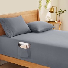 Fits Up To 24 Inch Deep Silver Grey Queen Microfiber Fitted Sheet Extra Deep