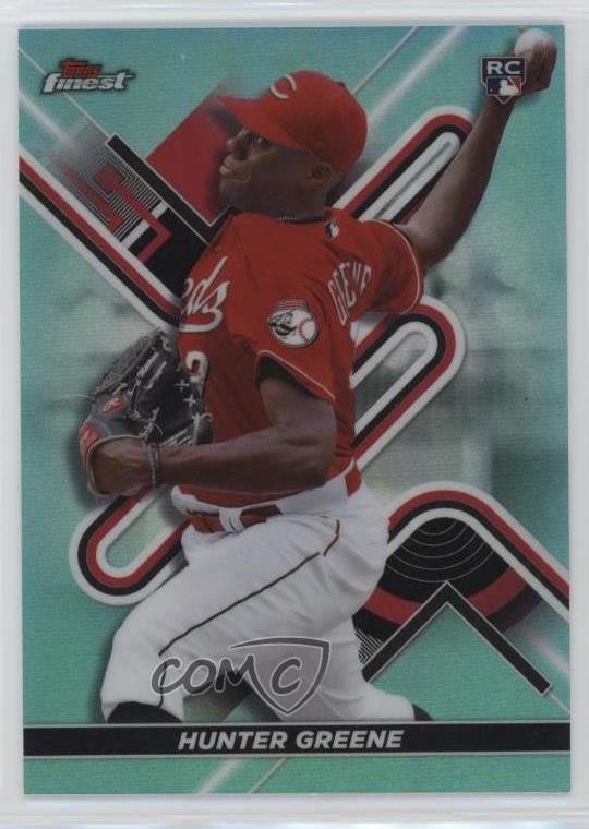 2022 Topps Finest Aqua Refractor 45/199 Hunter Greene #69 Rookie RC 0ji1